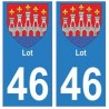 46 Lot autocollant plaque blason armoiries stickers département