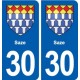 30 Saze blason ville autocollant plaque stickers
