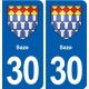 30 Saze blason ville autocollant plaque stickers