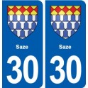 30 Saze coat of arms, city sticker, plate sticker