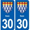 30 Saze blason ville autocollant plaque stickers
