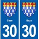 30 Saze blason ville autocollant plaque stickers