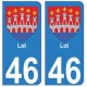 46 Lot autocollant plaque blason armoiries stickers département