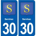 30 Sernhac blason ville autocollant plaque stickers