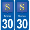 30 Sernhac blason ville autocollant plaque stickers