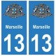 13 Marseille ville autocollant plaque