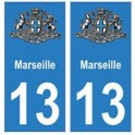 13 de la ciudad de Marsella etiqueta engomada de la placa