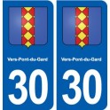 30 Vers-Pont-du-Gard blason ville autocollant plaque stickers