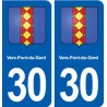 30 Vers-Pont-du-Gard blason ville autocollant plaque stickers