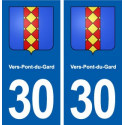 30 Vers-Pont-du-Gard blason ville autocollant plaque stickers