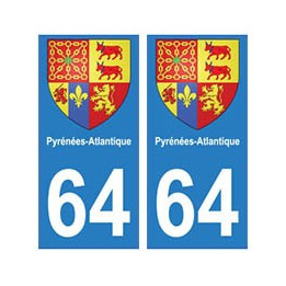 64 Pyrénées Atlantiques autocollant plaque blason armoiries stickers département
