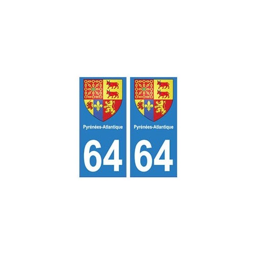 64 Pyrénées Atlantiques autocollant plaque blason armoiries stickers département