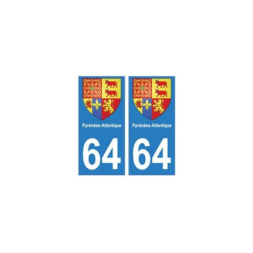 64 Pyrénées Atlantiques autocollant plaque blason armoiries stickers département