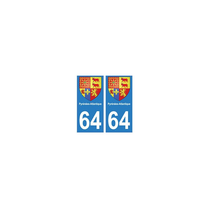 64 Pyrénées Atlantiques autocollant plaque blason armoiries stickers département