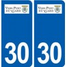 30 Vers-Pont-du-Gard logo ville autocollant plaque stickers