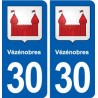 30 Vézénobres  blason ville autocollant plaque stickers