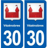 30 Vézénobres  blason ville autocollant plaque stickers