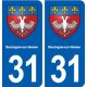 31 Boulogne-sur-Gesse blason ville autocollant plaque stickers