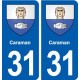 31 Caraman blason ville autocollant plaque stickers