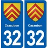 32 Cazaubon blason ville autocollant plaque stickers