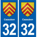 32 Cazaubon blason ville autocollant plaque stickers