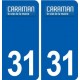 31 Caraman logo ville autocollant plaque stickers
