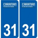 31 Caraman logo ville autocollant plaque stickers