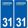 31 Caraman logo ville autocollant plaque stickers