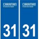 31 Caraman logo ville autocollant plaque stickers