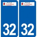 32 Lombez logo ville autocollant plaque stickers