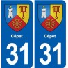 31 Cépet blason ville autocollant plaque stickers