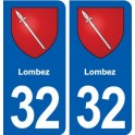 32 Lombez blason ville autocollant plaque stickers