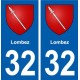 32 Lombez blason ville autocollant plaque stickers