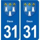 31 Daux blason ville autocollant plaque stickers