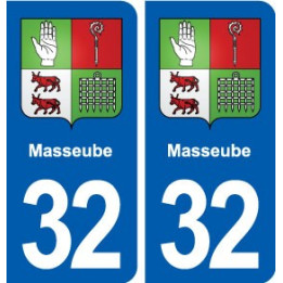 32 Masseube blason ville autocollant plaque stickers