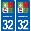 32 Masseube blason ville autocollant plaque stickers