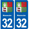 32 Masseube blason ville autocollant plaque stickers