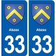 33 Abzac blason ville autocollant plaque stickers
