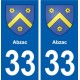 33 Abzac blason ville autocollant plaque stickers