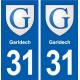 31 Garidech blason ville autocollant plaque stickers