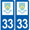 33 Abzac logo ville autocollant plaque stickers