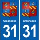 31 Gragnague blason ville autocollant plaque stickers