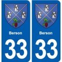 33 Berson blason ville autocollant plaque stickers
