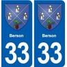 33 Berson blason ville autocollant plaque stickers