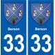 33 Berson blason ville autocollant plaque stickers