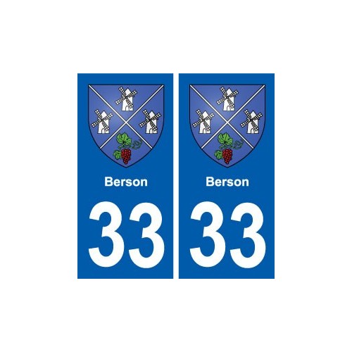 33 Berson blason ville autocollant plaque stickers