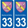 33 Beychac-et-Caillau blason ville autocollant plaque stickers