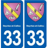 33 Beychac-et-Caillau blason ville autocollant plaque stickers