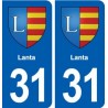 31 Lanta  blason ville autocollant plaque stickers