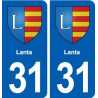 31 Lanta  blason ville autocollant plaque stickers